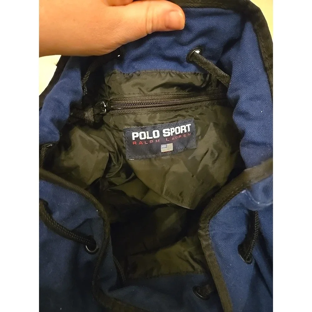 Polo Ralph Lauren Sport Teddy Bear Sling Backpack Bag Blue Canvas Vintage Y2K